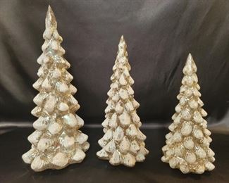 (3) Silver Tone Christmas Trees by Winter Lane