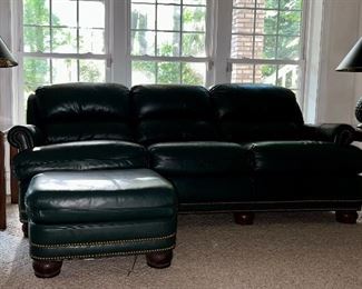 Hancock & More sofa and ottoman; Ashford lamps; Henredon end tables (pair)