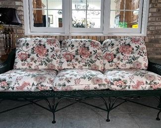 Lloyd Loom wicker & iron sofa