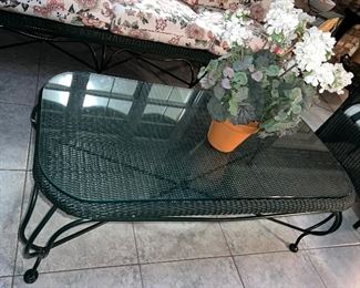Lloyd Loom wicker & iron glass top coffee table