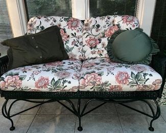 Lloyd Loom wicker & iron loveseat