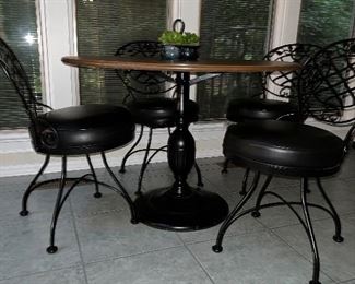 Side view of pedestal patio table