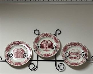 Decorative plates in iron rack