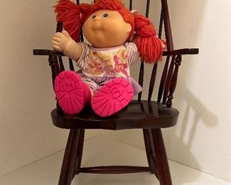Doll Windsor armchair; vintage Cabbage Patch Doll