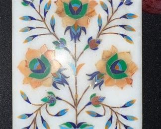 Inlaid stone trinket box
