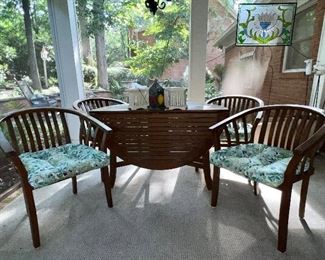World Market drop leaf table and 4 armchairs (2 sets)