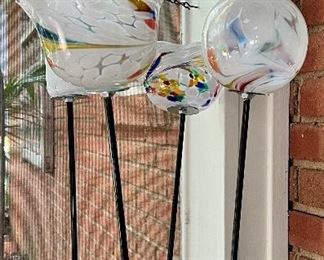 Hand blown glass yard ornaments