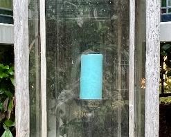 Rustic wood lantern with candle holder and pillar candle