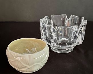 Belleek bowl; crystal bowl