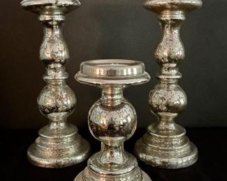 Mercury glass candle holders
