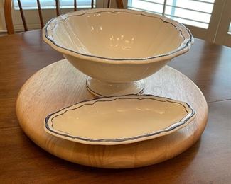 Gien footed bowl/compote & oval serving platter