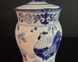 Pamela Gladding blue and white cookie jar