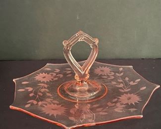 Depression glass sandwich tray