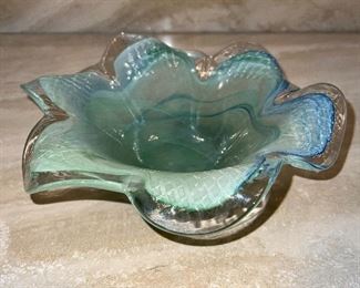 Side view of small art glass bowl