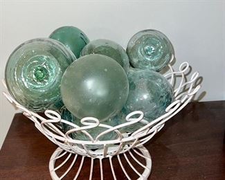 Metal bowl with glass bulbs