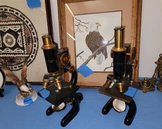 Vintage heavy all metal microscopes