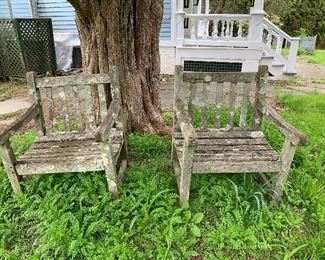 Pair of teak outdoor chairs