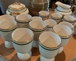 Johnson Brothers espresso & egg cups & saucers. Say "no" to disposable dish ware. 