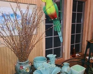 Pottery W/ Hanging Parrot