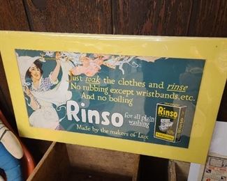 Vintage Original Rinso Cardboard Sign