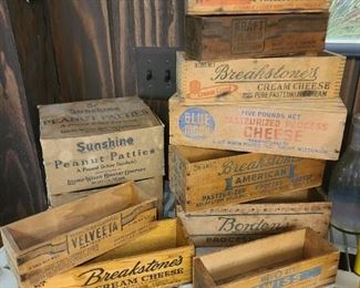 Vintage Wooden Cream Cheese Breakstone Boxes