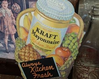 Vintage Kraft Mayonnaise Cardboard Sign