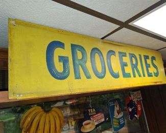 Beautiful Groceries Handpainted Tin Sign