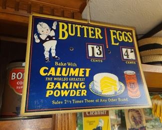 BEAUTIFUL BUTTER & EGGS CARDBOARD PRICE CHANGING SIGN