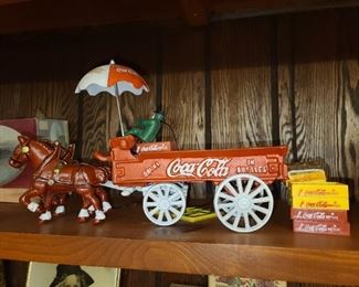 Coca-Cola Cast Iron Horse W/ Wagon Toy
