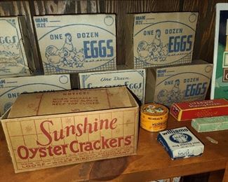 Vintage Egg Boxes W/ Sunshine Oyster Crackers Box
