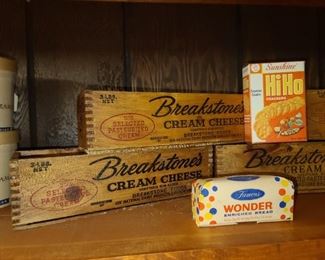 Vintage Wooden Cream Cheese Breakstone Boxes