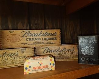 Vintage Wooden Cream Cheese Breakstone Boxes