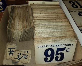 Vintage ORIGINAL Great Eastern Store Cardboard Price Tags