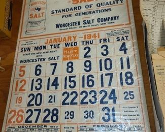 Vintage Worchester Salt 1941 Calendar