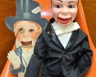 Vintage Charlie McCarthy Cardboard Advertising Puppet & Cloth Puppet