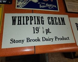Vintage Stony Brook Dairy Cardboard Sign
