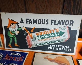 Vintage RARE Wrigley's Spearmint Gum Cardboard Sign