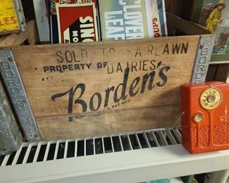 Antique Borden's Wooden Milk Crate