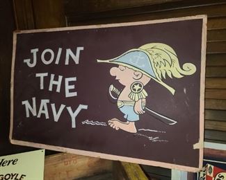 Antique Join The Navy Handpainted Sign