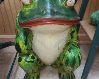 Large Wooden Frog Statue