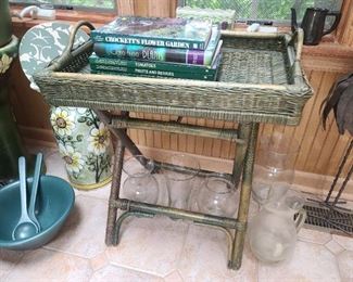 Wicker Tray On Stand