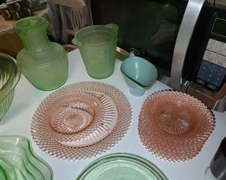 Green & Pink Depression Glass