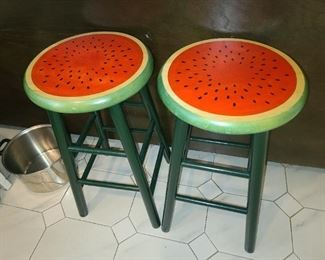 Watermelon Painted Barstools