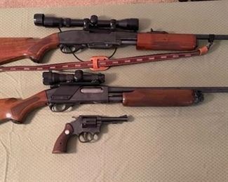 Top: Remington Gamemaster 760 30-06 Pump
Middle: Remington Wingmaster 870 20 ga Pump
Bottom: Taurus 38 Special