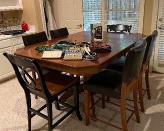 Large high top dining table set
