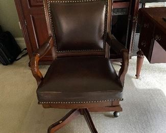 Wood and leather office chair
