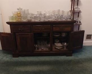 Keller Sideboard with Heisey & Imperial Glass