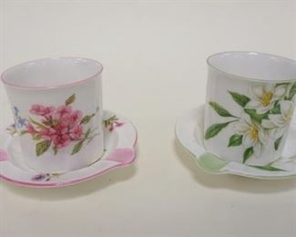 1028 SHELLY CHINA CUPS W/MATCHING ASHTRAY SAUCERS *STOCKS* & SYRINGA CUPS, APPROXIMATELY 2 1/4 IN HIGH
