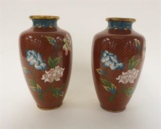 1032 PAIR OF CLOISONNE VASES, APPROXIMATELY 8 IN HIGH