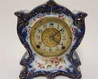 1034 GILBERT ROYAL BONN CHINA CLOCK, APPROXIMATELY 8 1/2 IN X 4 1/2 IN X 10 1/4 IN HIGH